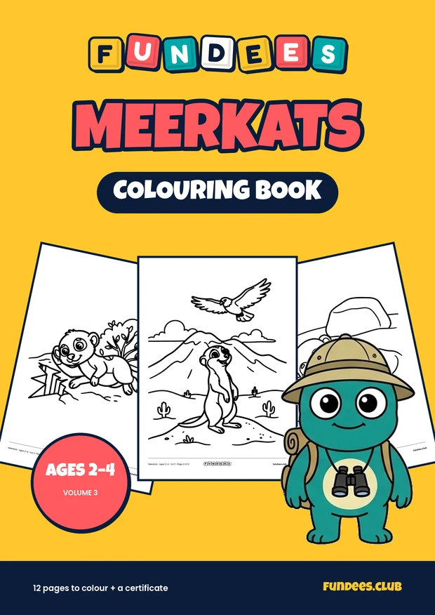 Meerkats coloring book cover, Ages 2–4, volume 3