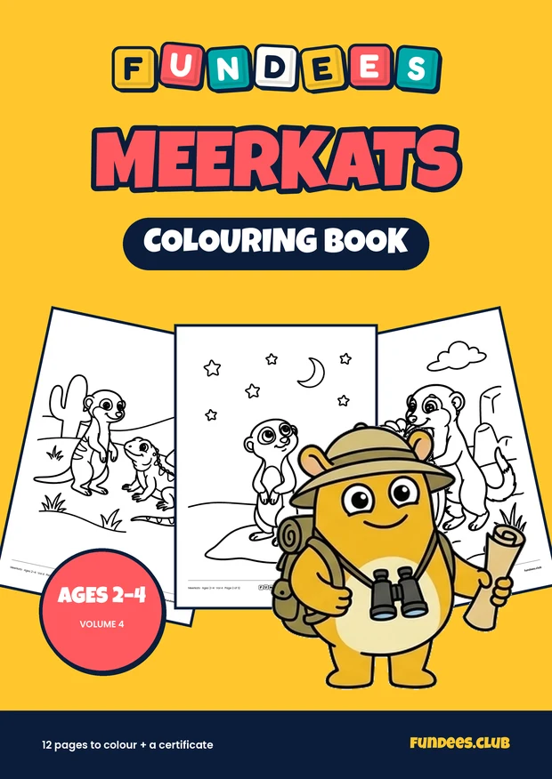 Meerkats coloring book cover, Ages 2–4, volume 4