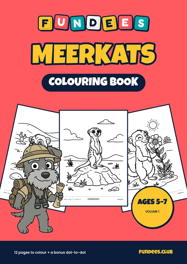 Meerkats coloring book cover, Ages 5–7, volume 1