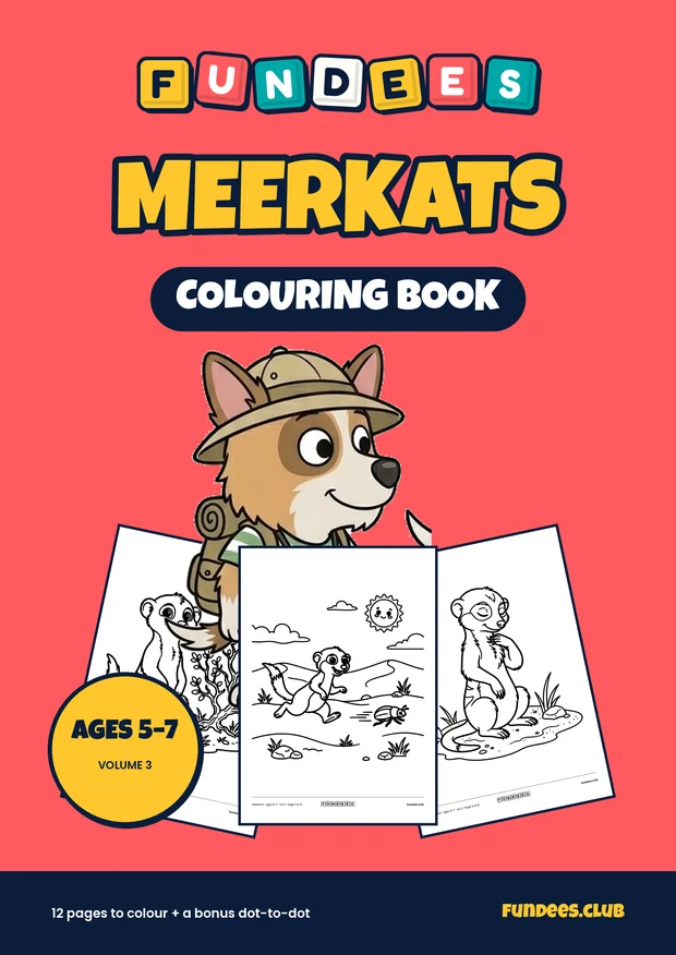 Meerkats coloring book cover, Ages 5–7, volume 3