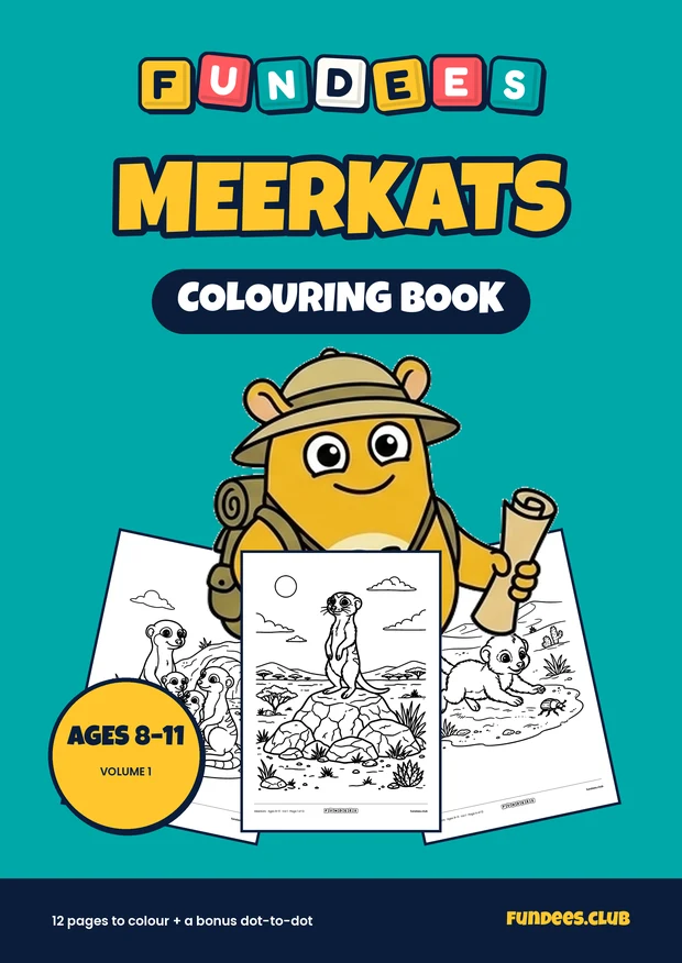 Meerkats coloring book cover, Ages 8–11, volume 1