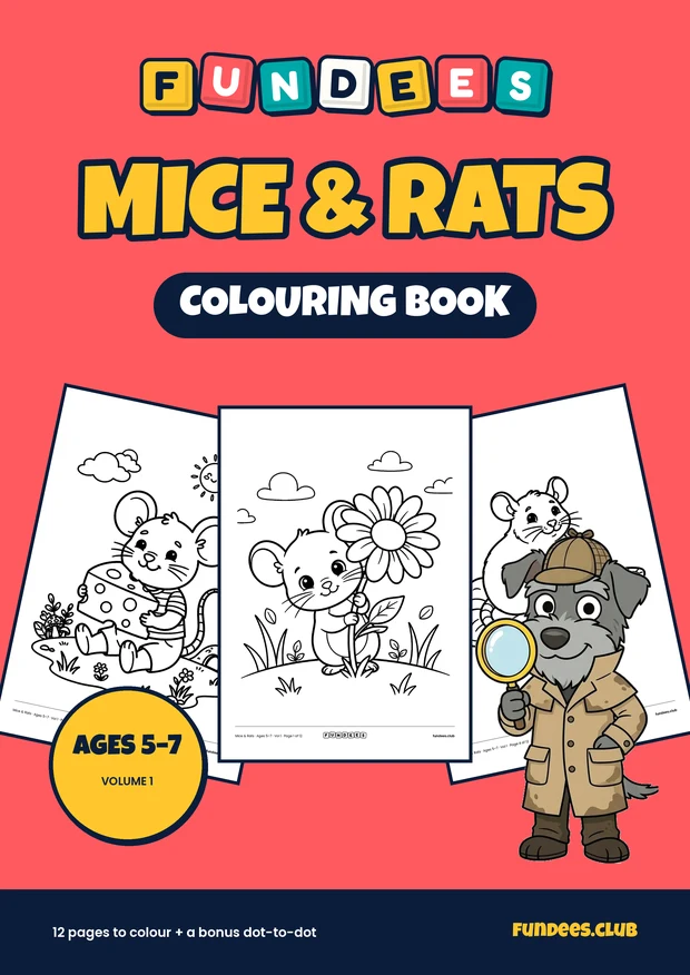Mice & Rats coloring book cover, Ages 5–7, volume 1