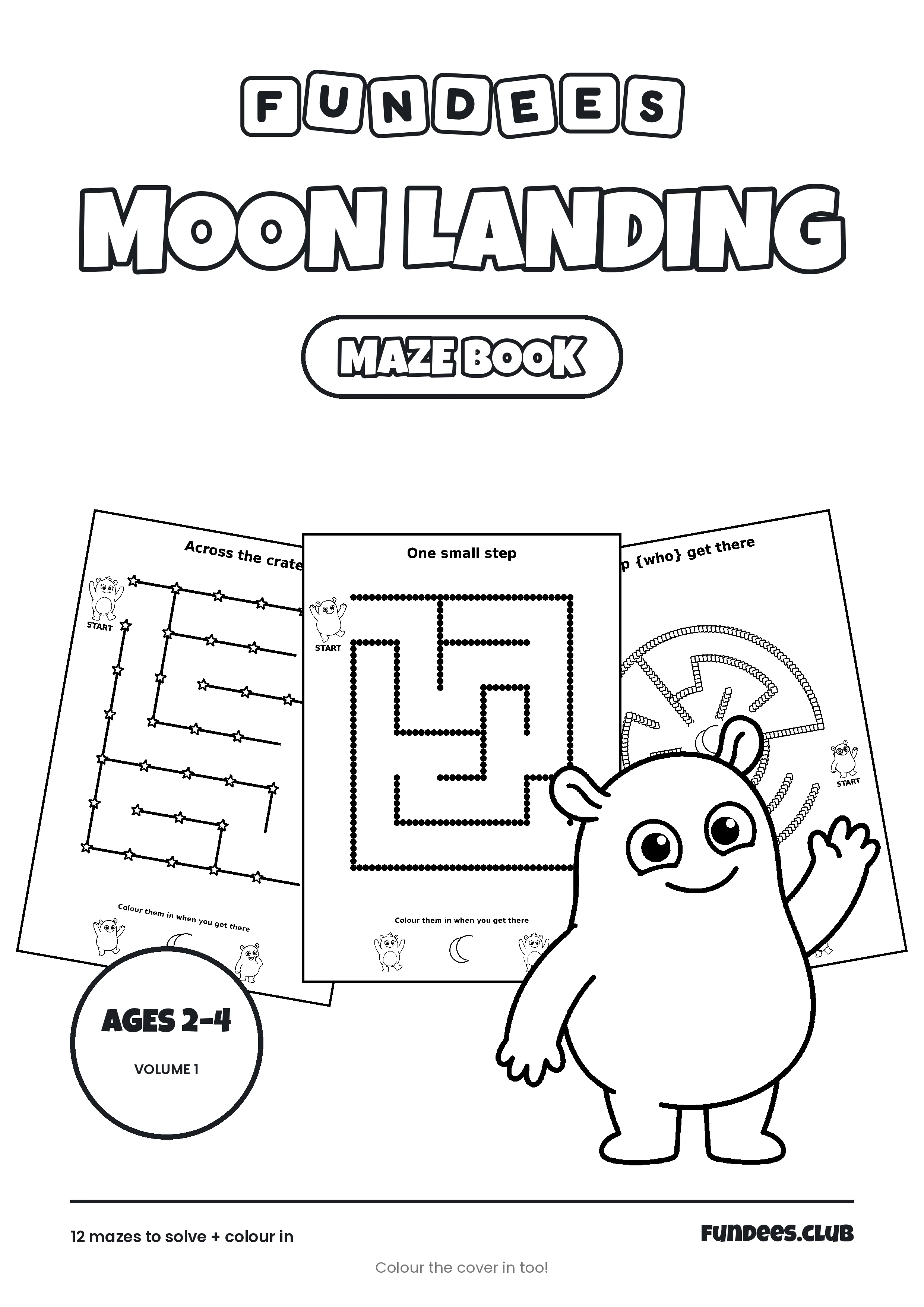 Moon Landing coloring book cover, Ages 2–4, volume 1