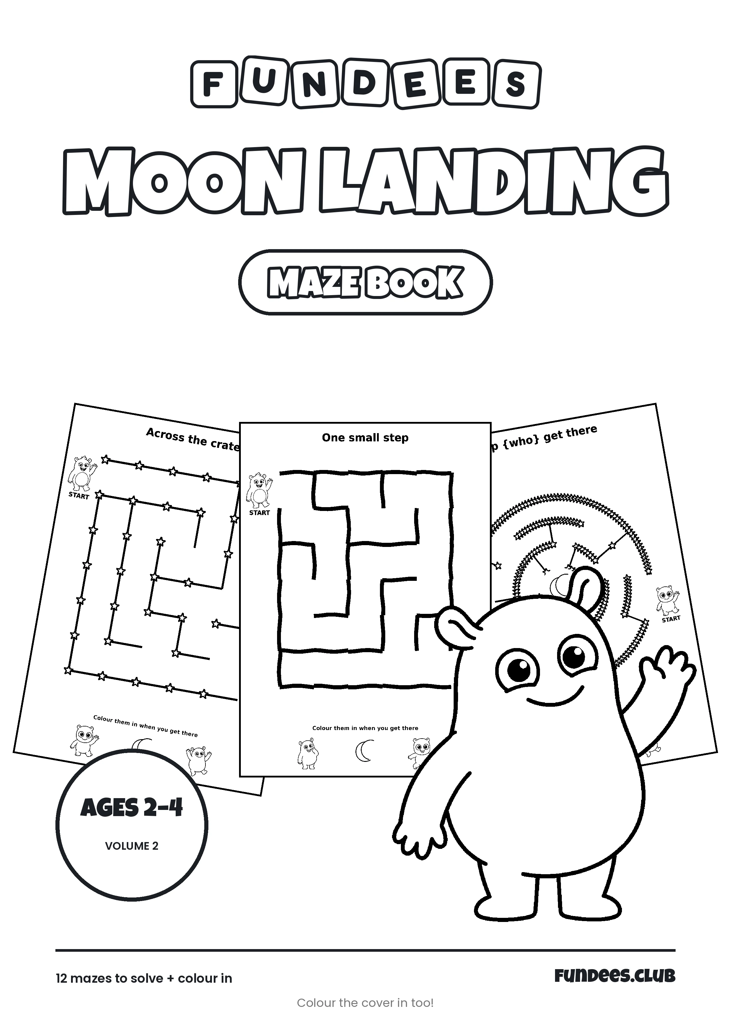 Moon Landing coloring book cover, Ages 2–4, volume 2
