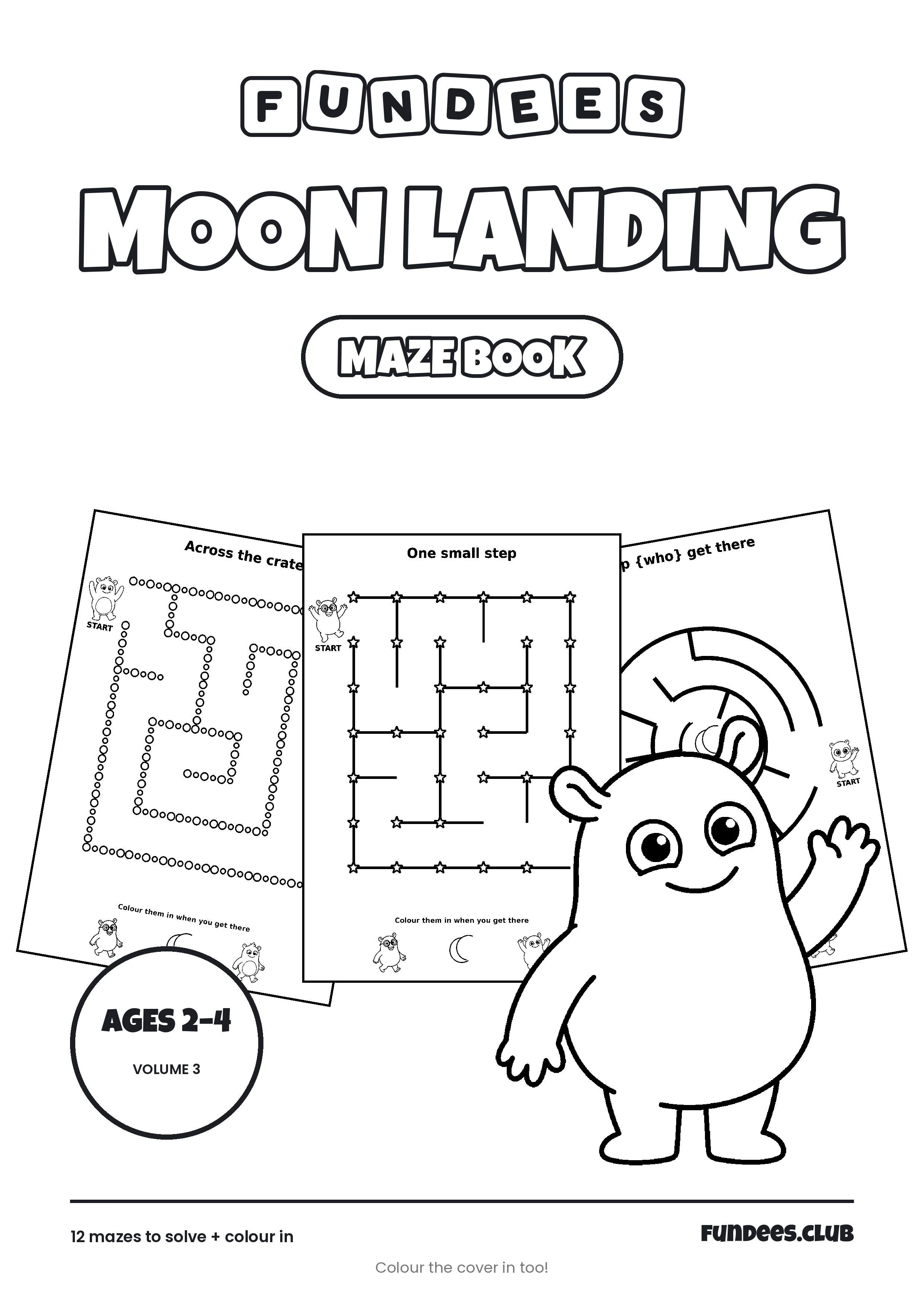 Moon Landing coloring book cover, Ages 2–4, volume 3