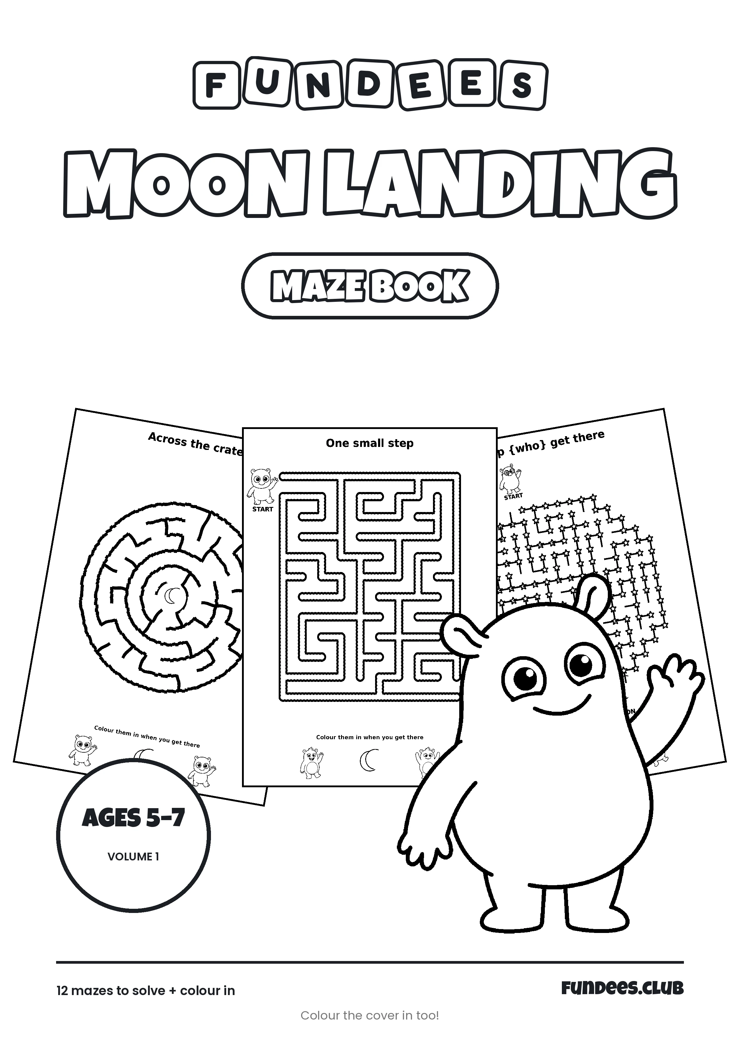 Moon Landing coloring book cover, Ages 5–7, volume 1