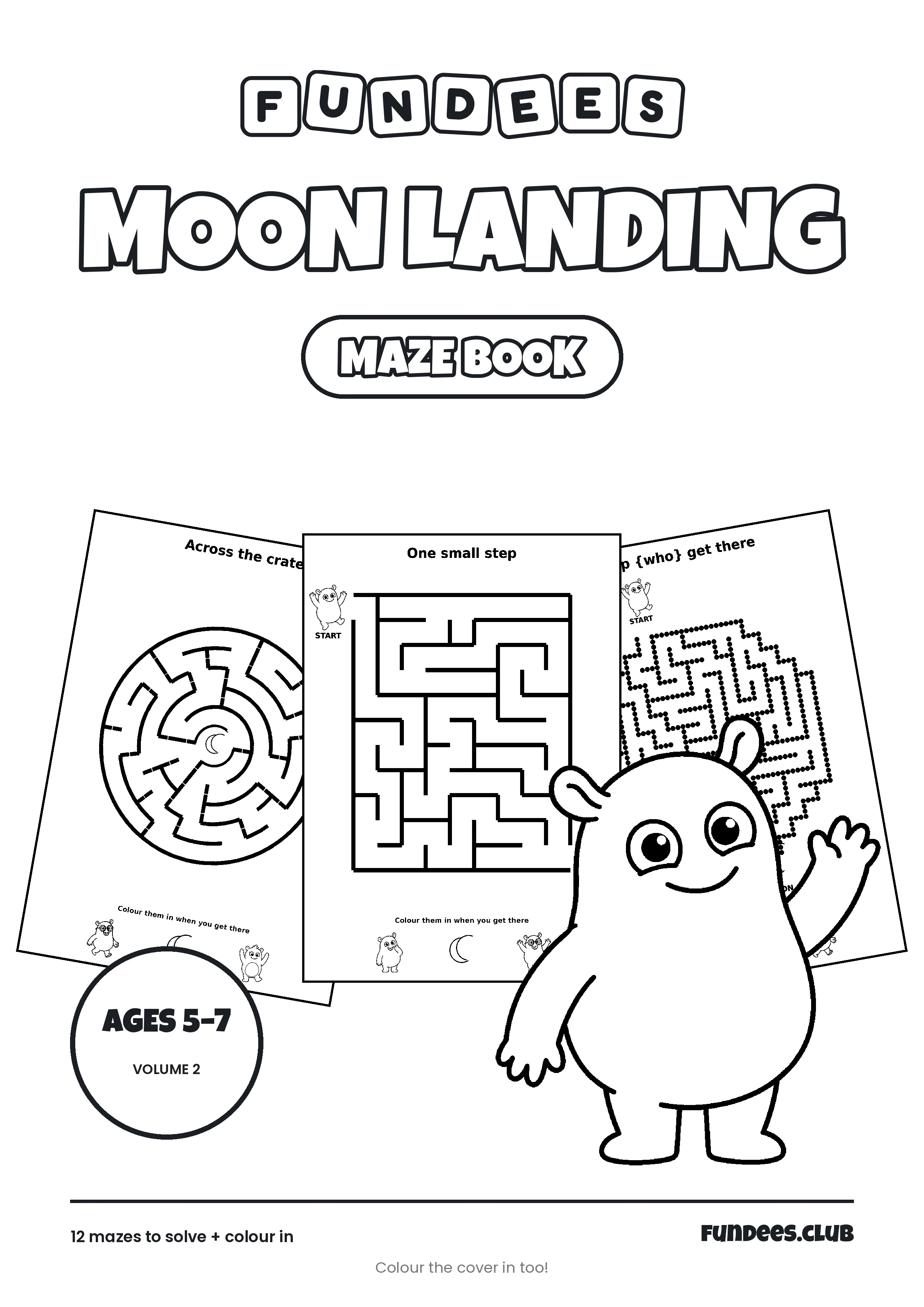 Moon Landing coloring book cover, Ages 5–7, volume 2