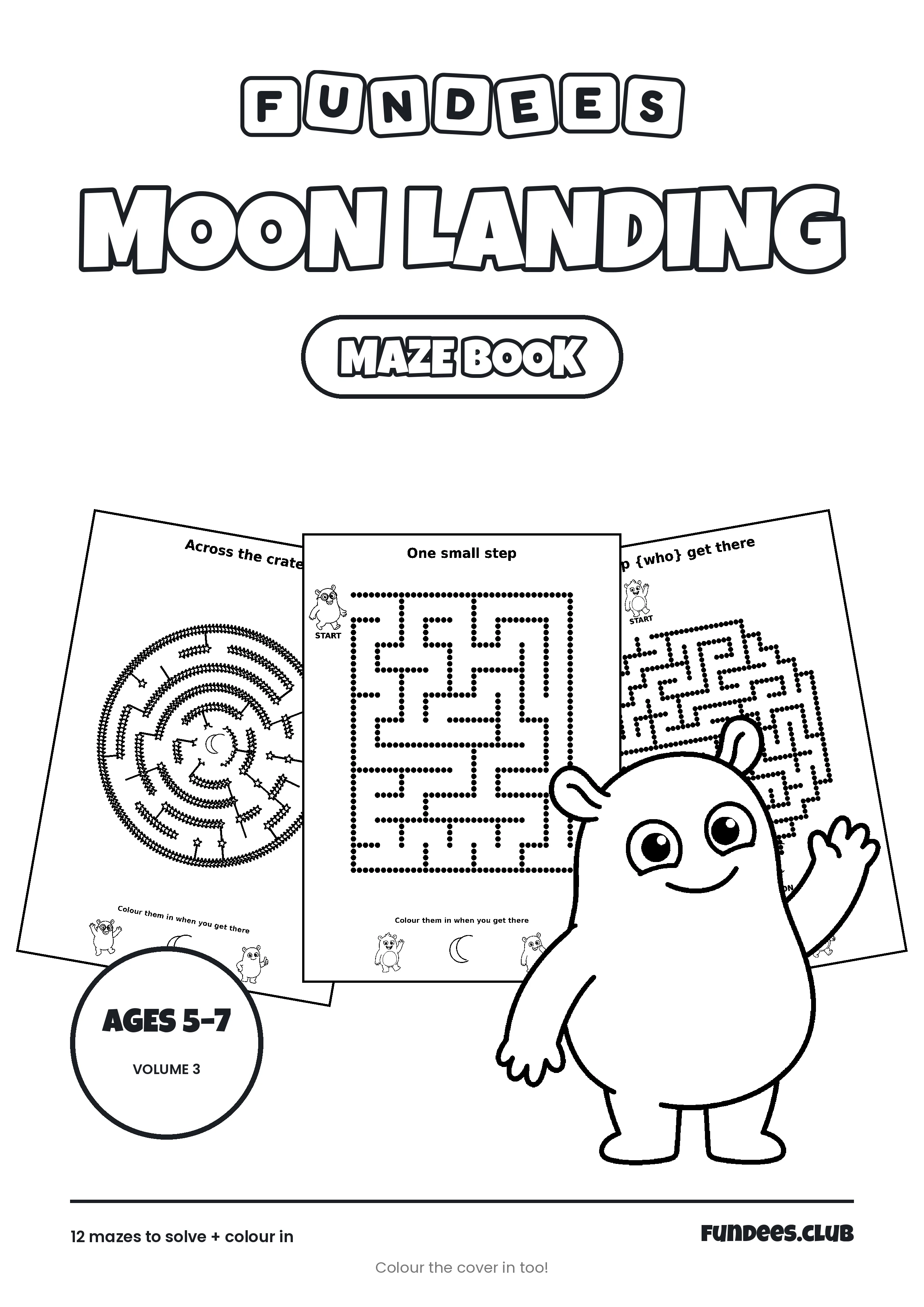 Moon Landing coloring book cover, Ages 5–7, volume 3
