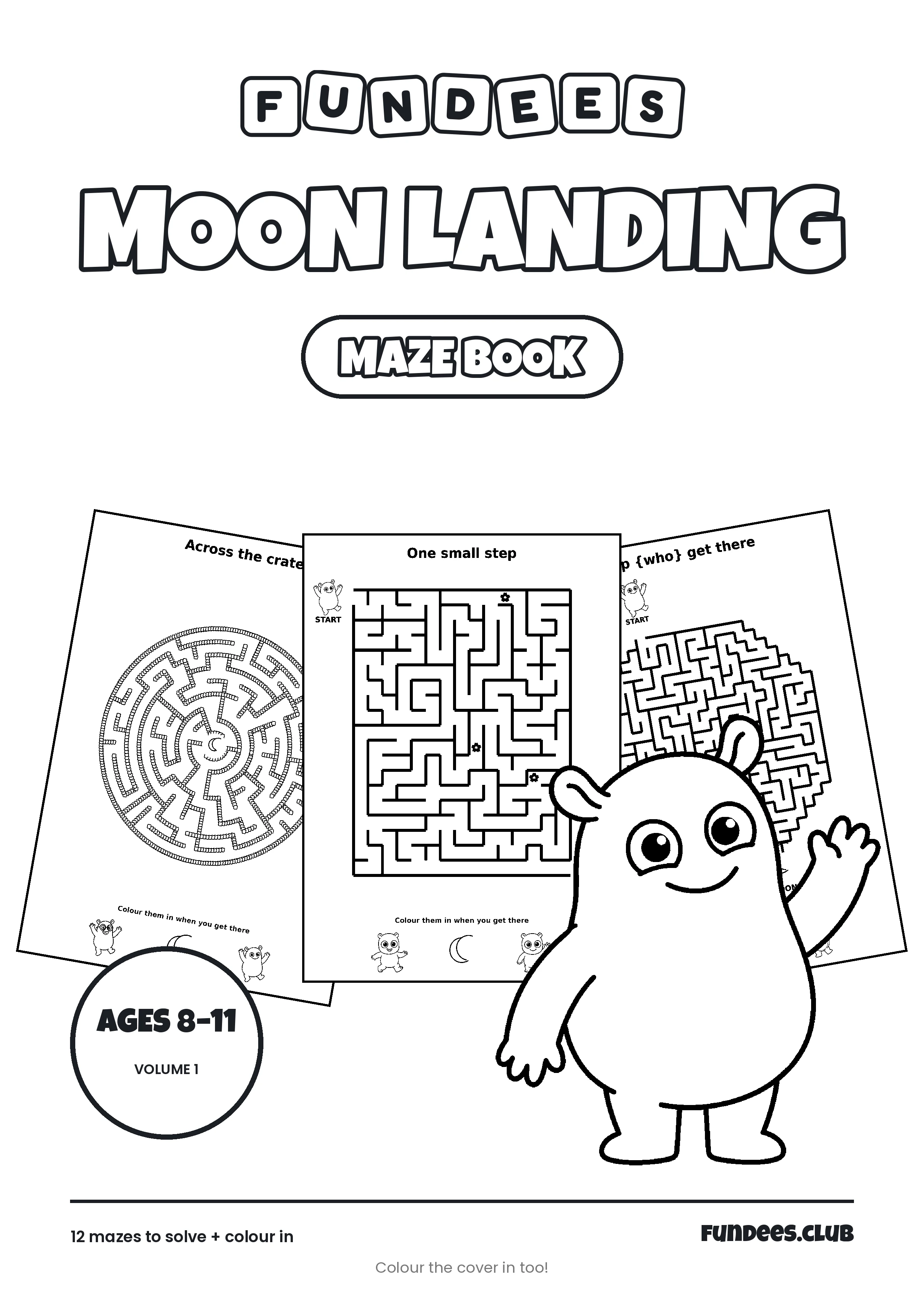 Moon Landing coloring book cover, Ages 8–11, volume 1