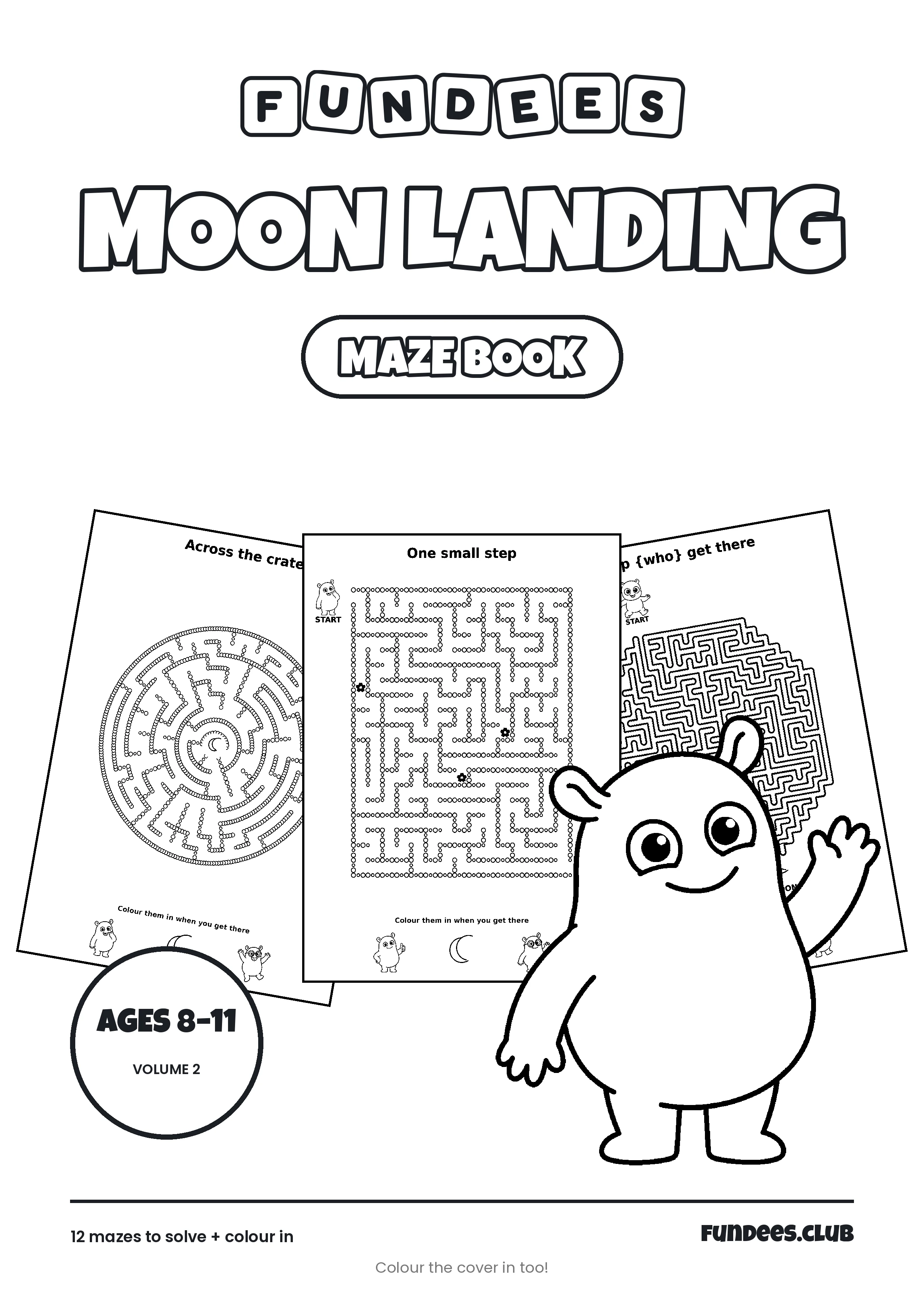 Moon Landing coloring book cover, Ages 8–11, volume 2
