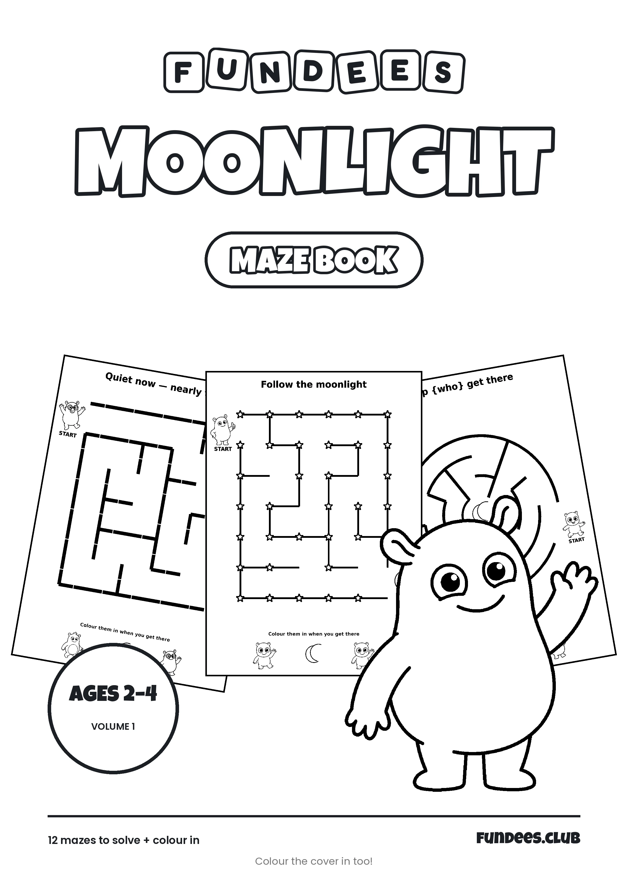 Moonlight coloring book cover, Ages 2–4, volume 1