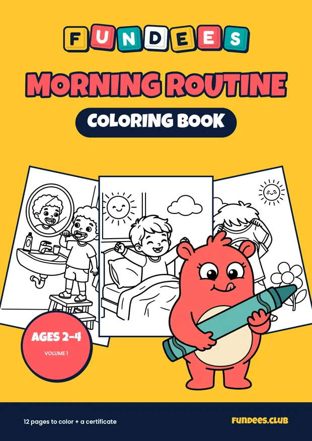 Morning Routine coloring book cover, Ages 2–4, volume 1