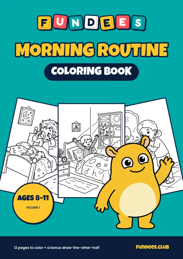 Morning Routine coloring book cover, Ages 8–11, volume 1