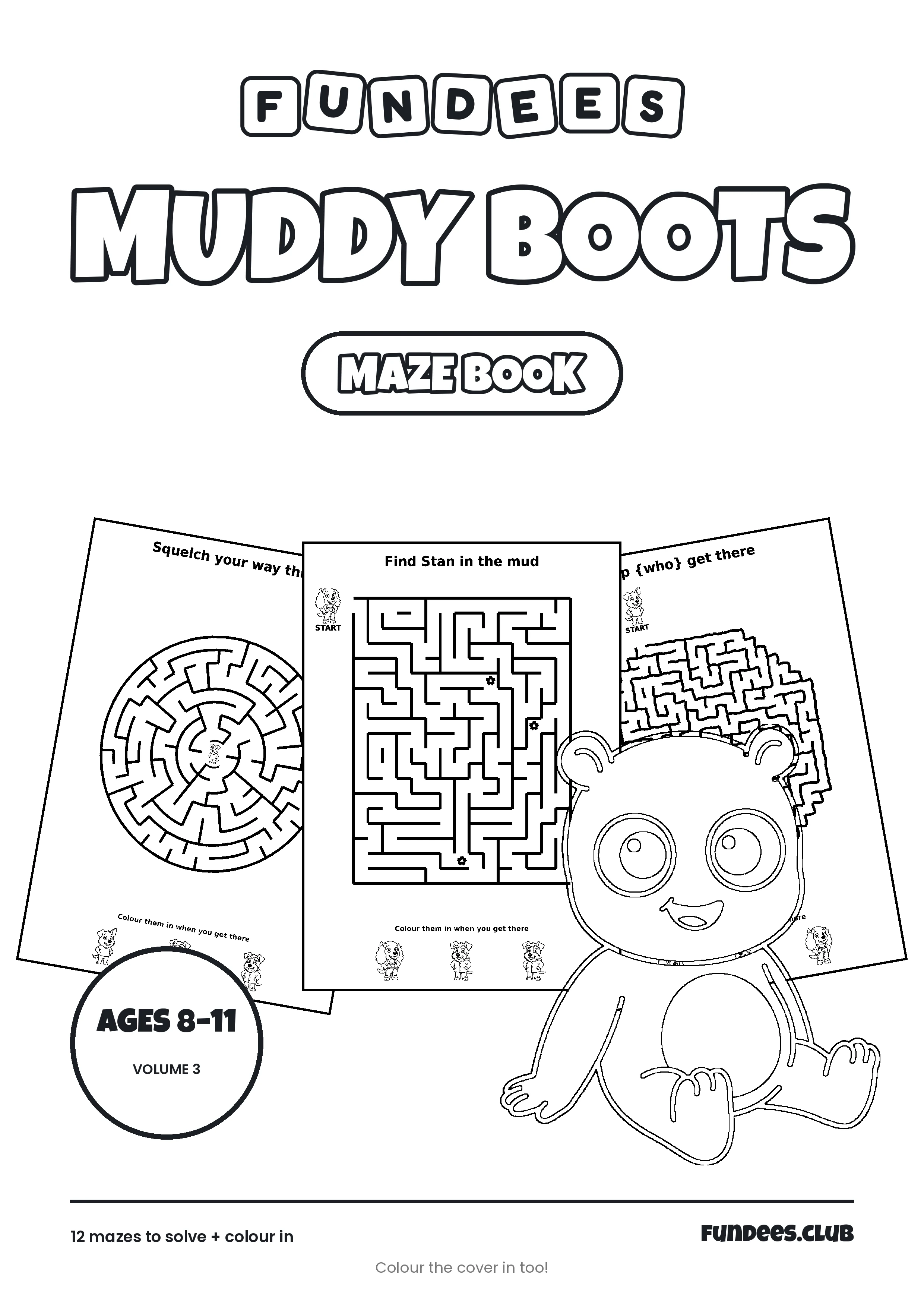 Muddy Boots coloring book cover, Ages 8–11, volume 3