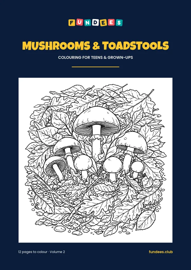 Mushrooms & Toadstools coloring book cover, Teens & grown-ups, volume 2