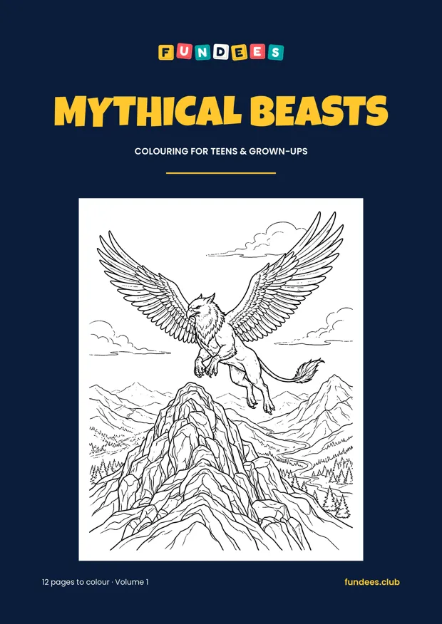 Mythical Beasts coloring book cover, Teens & grown-ups, volume 1