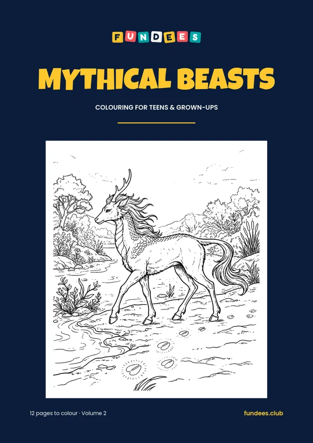 Mythical Beasts coloring book cover, Teens & grown-ups, volume 2