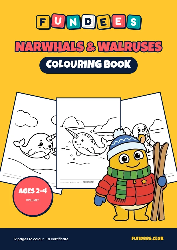 Narwhals & Walruses coloring book cover, Ages 2–4, volume 1