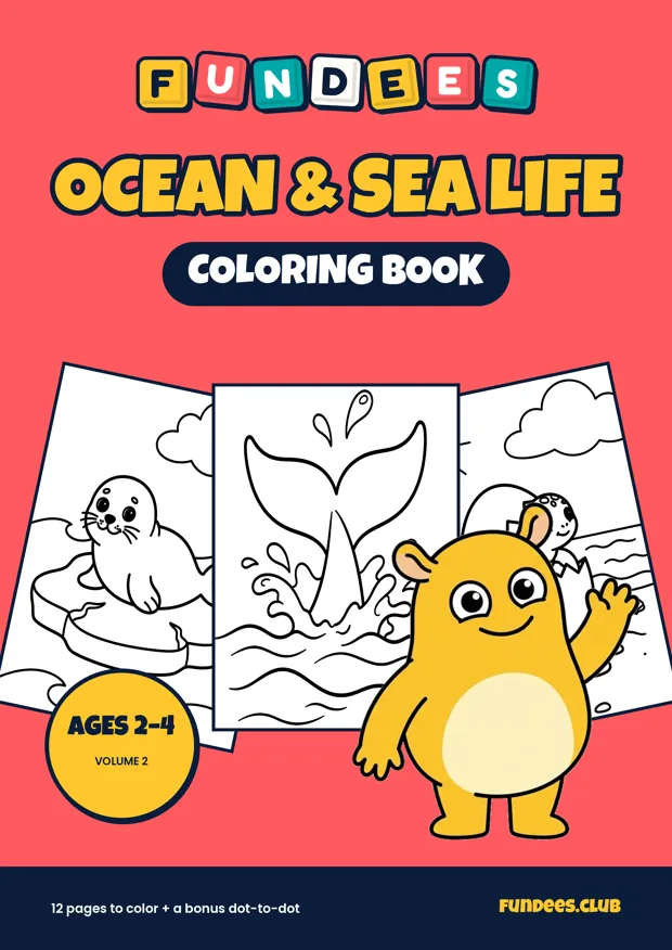 Ocean & Sea Life coloring book cover, Ages 2–4, volume 2
