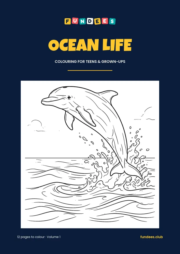 Ocean Life coloring book cover, Teens & grown-ups, volume 1