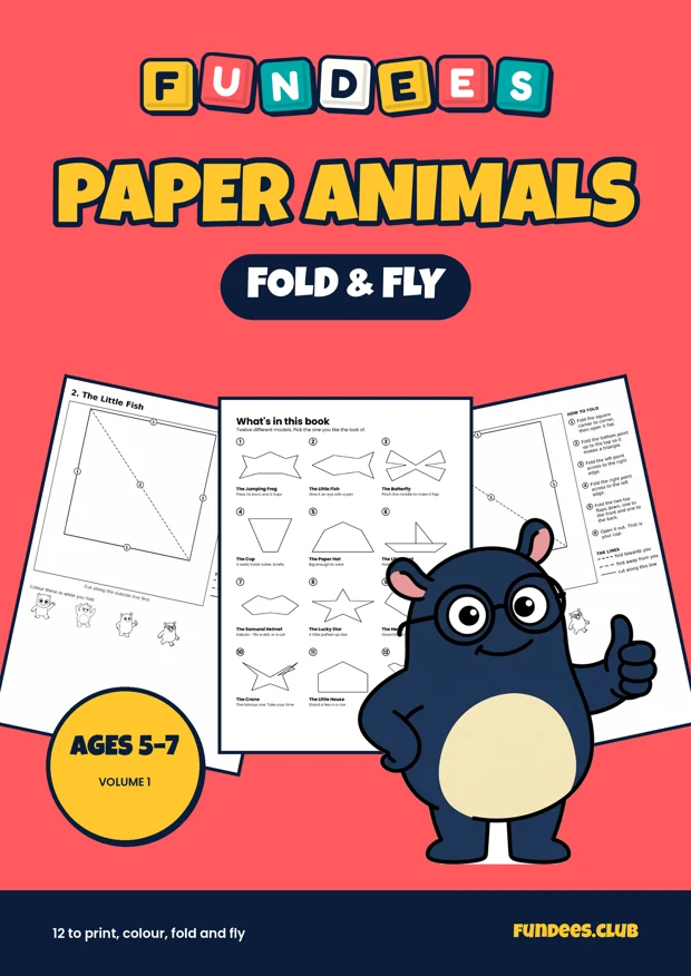 Paper Animals coloring book cover, Ages 5–7, volume 1