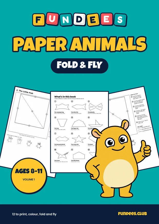 Paper Animals coloring book cover, Ages 8–11, volume 1