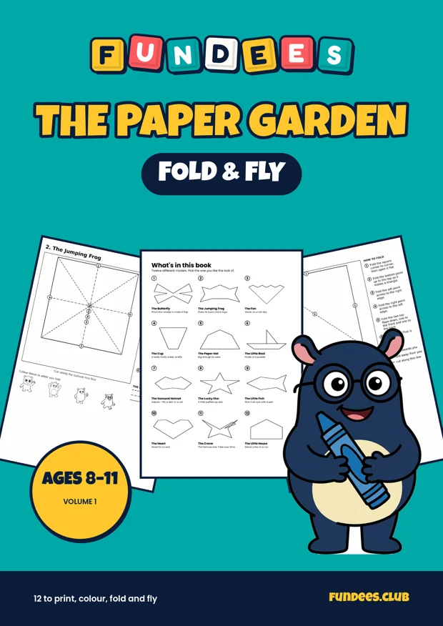 The Paper Garden coloring book cover, Ages 8–11, volume 1