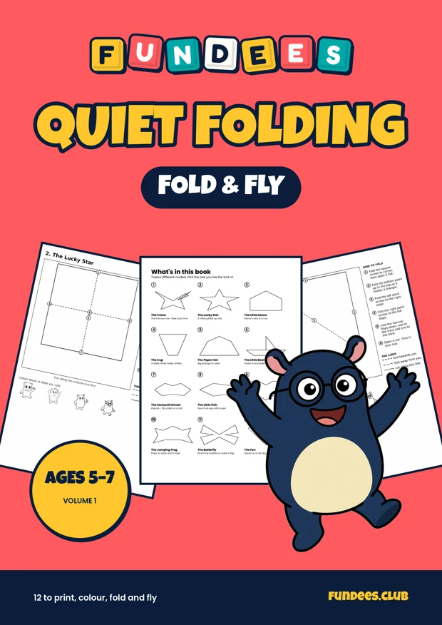 Quiet Folding coloring book cover, Ages 5–7, volume 1