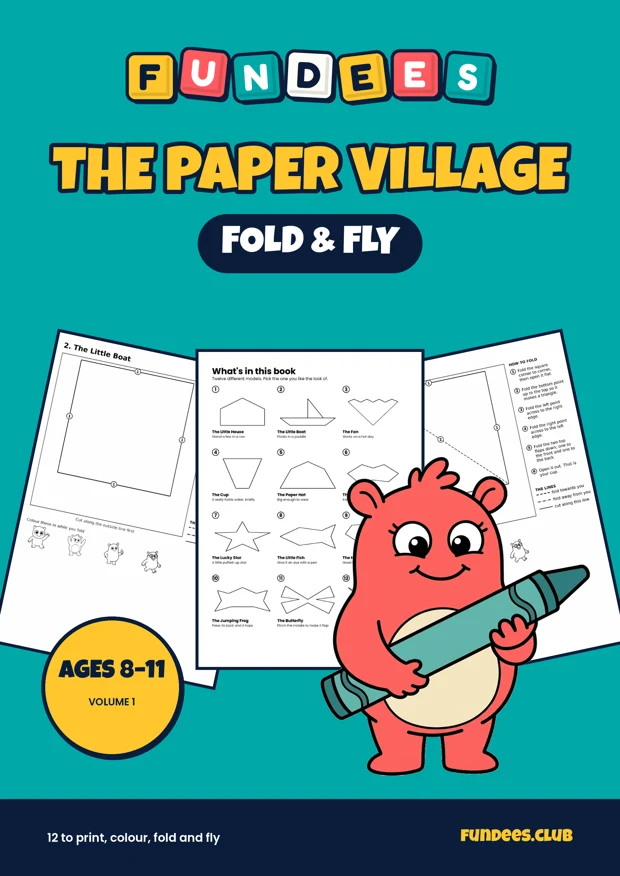 The Paper Village coloring book cover, Ages 8–11, volume 1