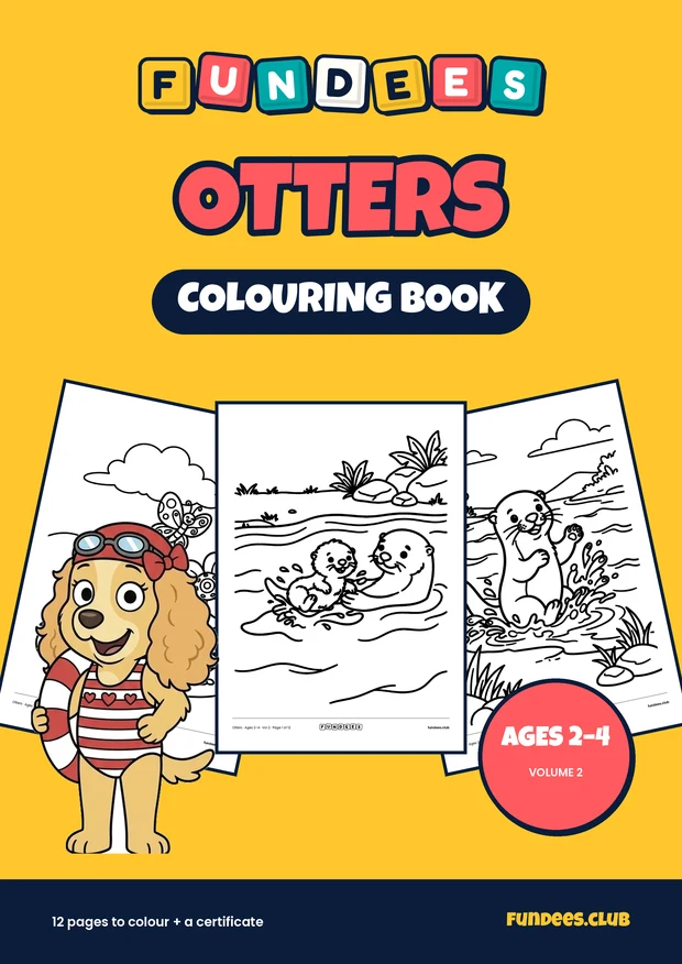 Otters coloring book cover, Ages 2–4, volume 2