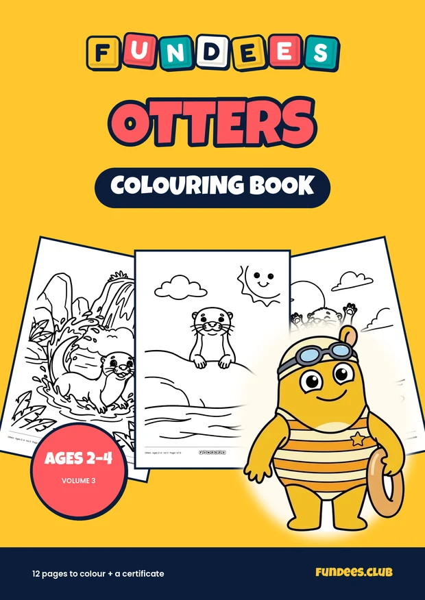 Otters coloring book cover, Ages 2–4, volume 3
