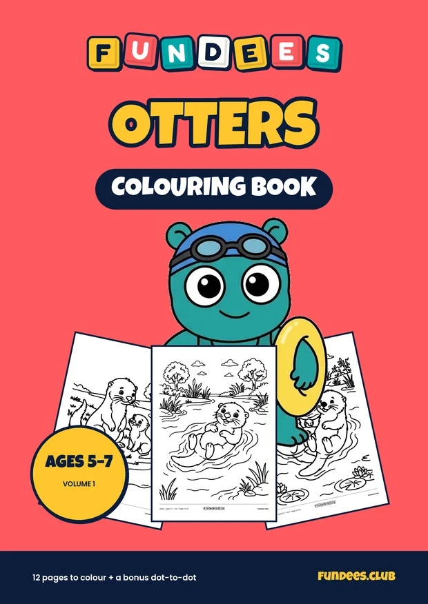Otters coloring book cover, Ages 5–7, volume 1