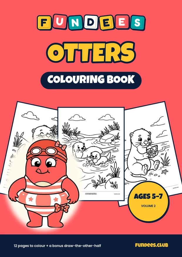Otters coloring book cover, Ages 5–7, volume 2