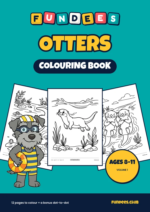 Otters coloring book cover, Ages 8–11, volume 1