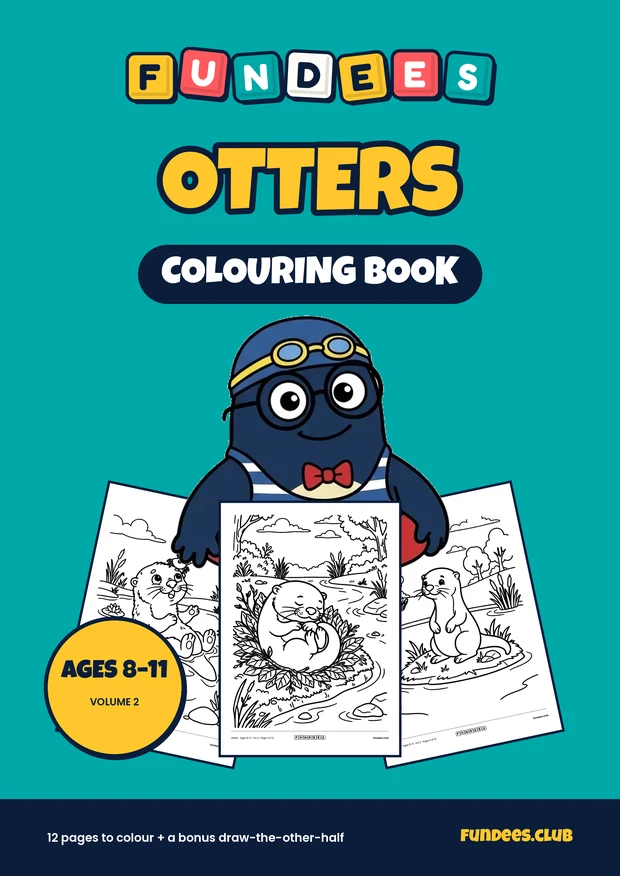 Otters coloring book cover, Ages 8–11, volume 2