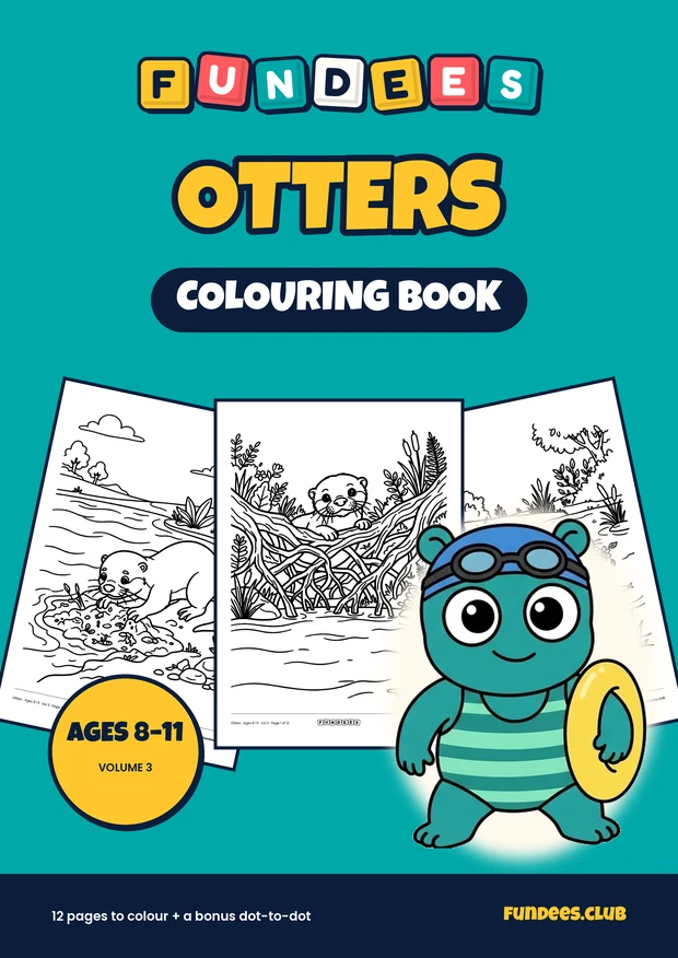 Otters coloring book cover, Ages 8–11, volume 3
