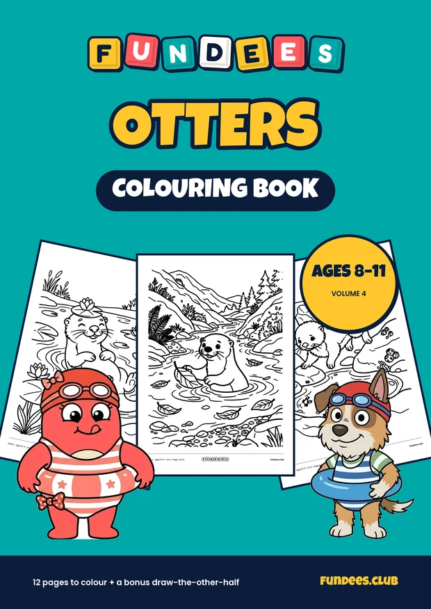 Otters coloring book cover, Ages 8–11, volume 4