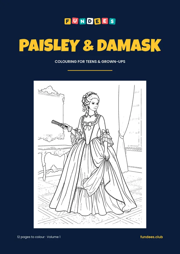 Paisley & Damask coloring book cover, Teens & grown-ups, volume 1