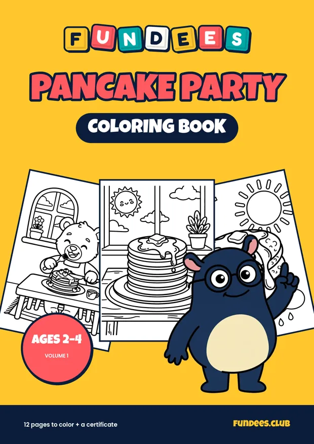 Pancake Party coloring book cover, Ages 2–4, volume 1