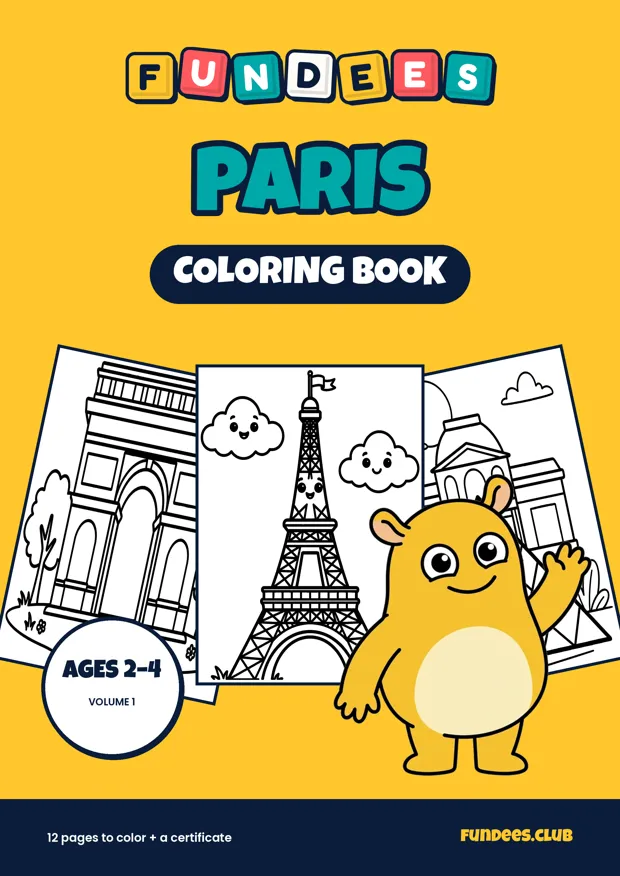 Paris coloring book cover, Ages 2–4, volume 1