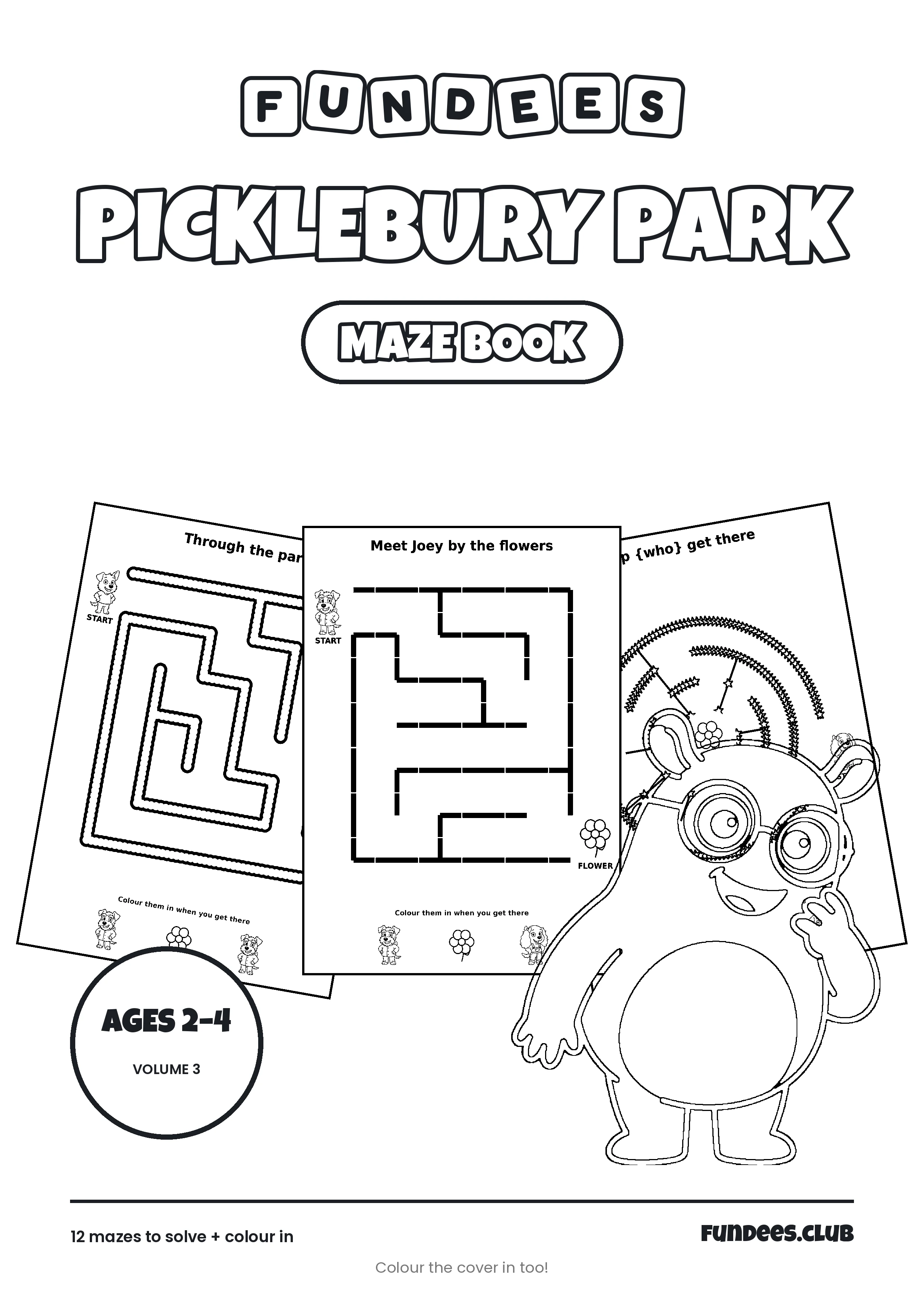 Picklebury Park coloring book cover, Ages 2–4, volume 3