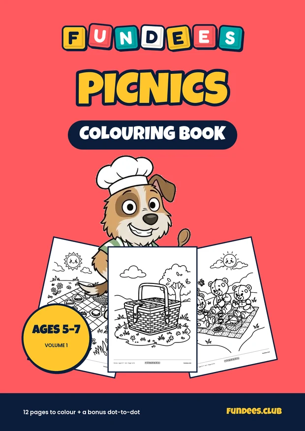 Picnics coloring book cover, Ages 5–7, volume 1