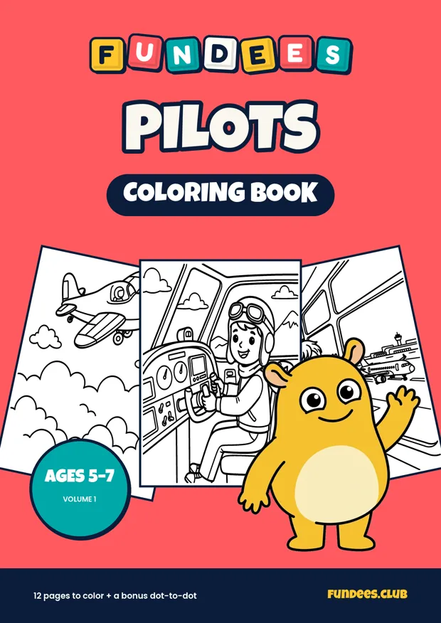 Pilots coloring book cover, Ages 5–7, volume 1