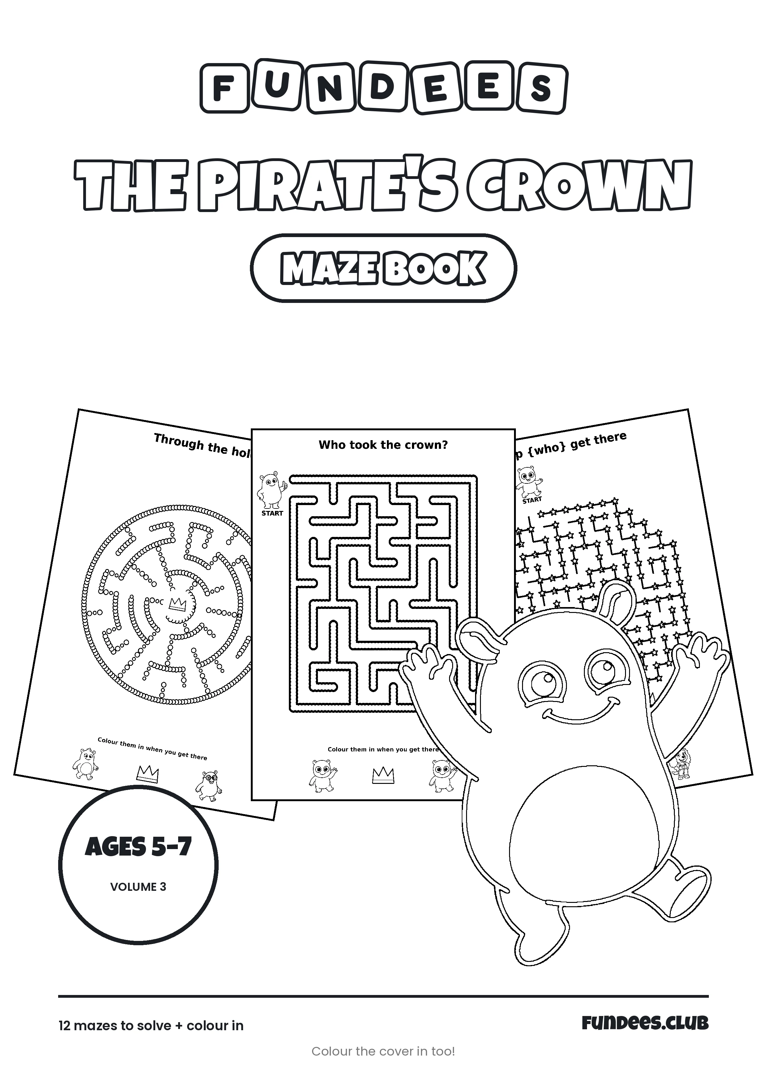 The Pirate's Crown coloring book cover, Ages 5–7, volume 3