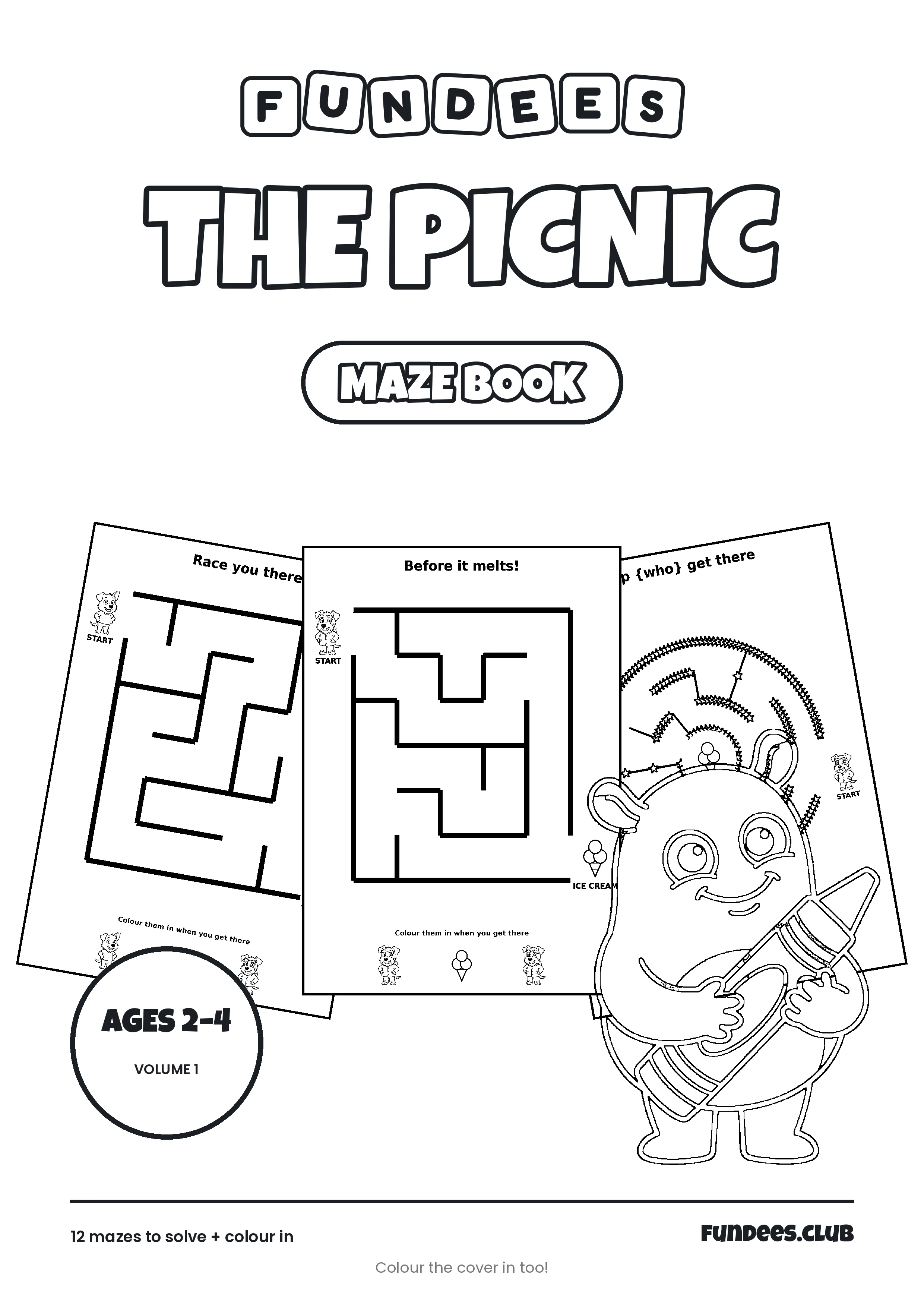 The Picnic coloring book cover, Ages 2–4, volume 1