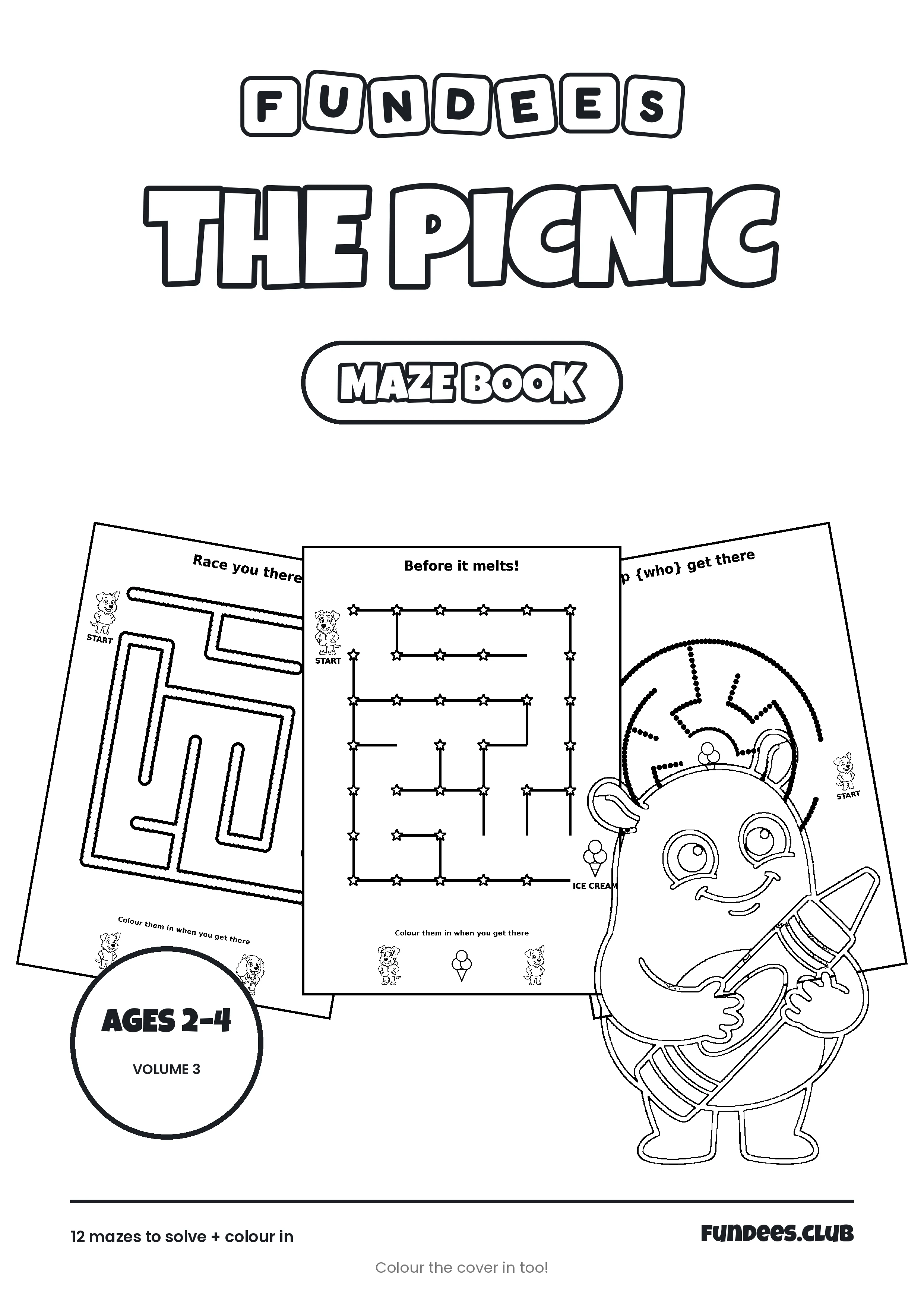 The Picnic coloring book cover, Ages 2–4, volume 3