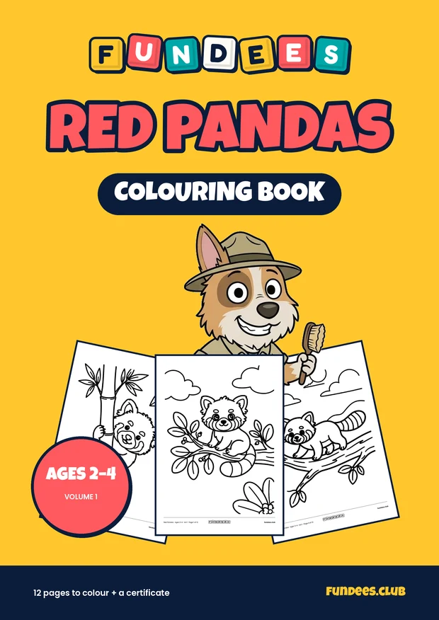 Red Pandas coloring book cover, Ages 2–4, volume 1