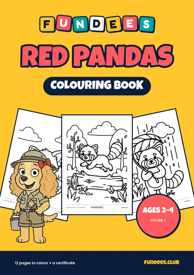 Red Pandas coloring book cover, Ages 2–4, volume 2