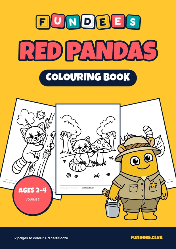 Red Pandas coloring book cover, Ages 2–4, volume 3
