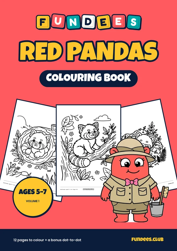 Red Pandas coloring book cover, Ages 5–7, volume 1